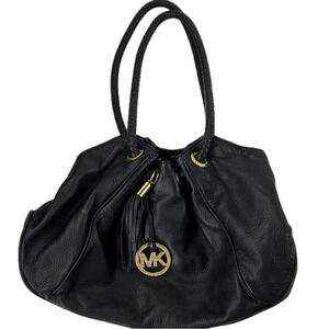 Michael Kors Black Grained Leather Hobo Shoulder  Bag